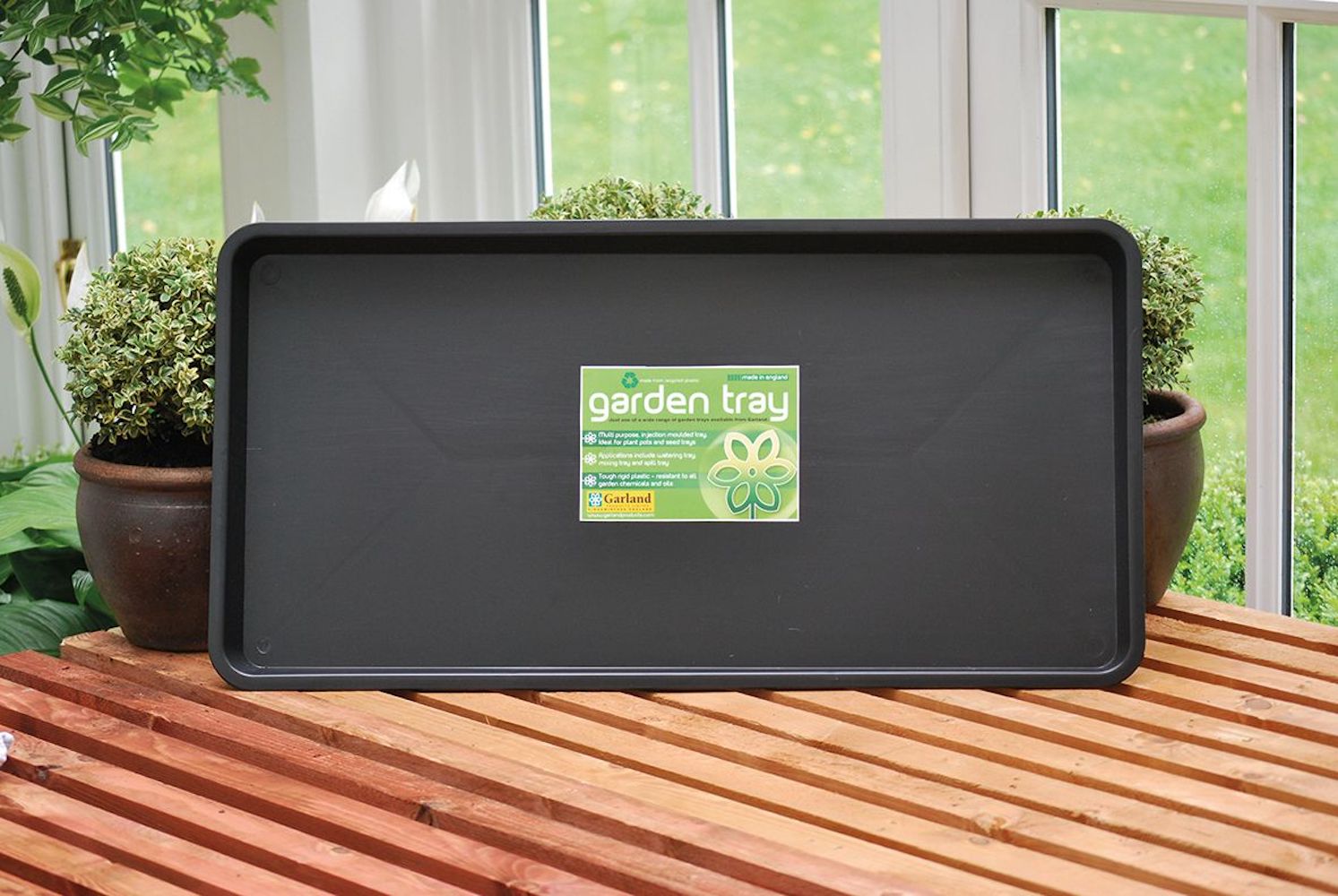 long plastic tray for plants Garland Maxi Garden Tray Black