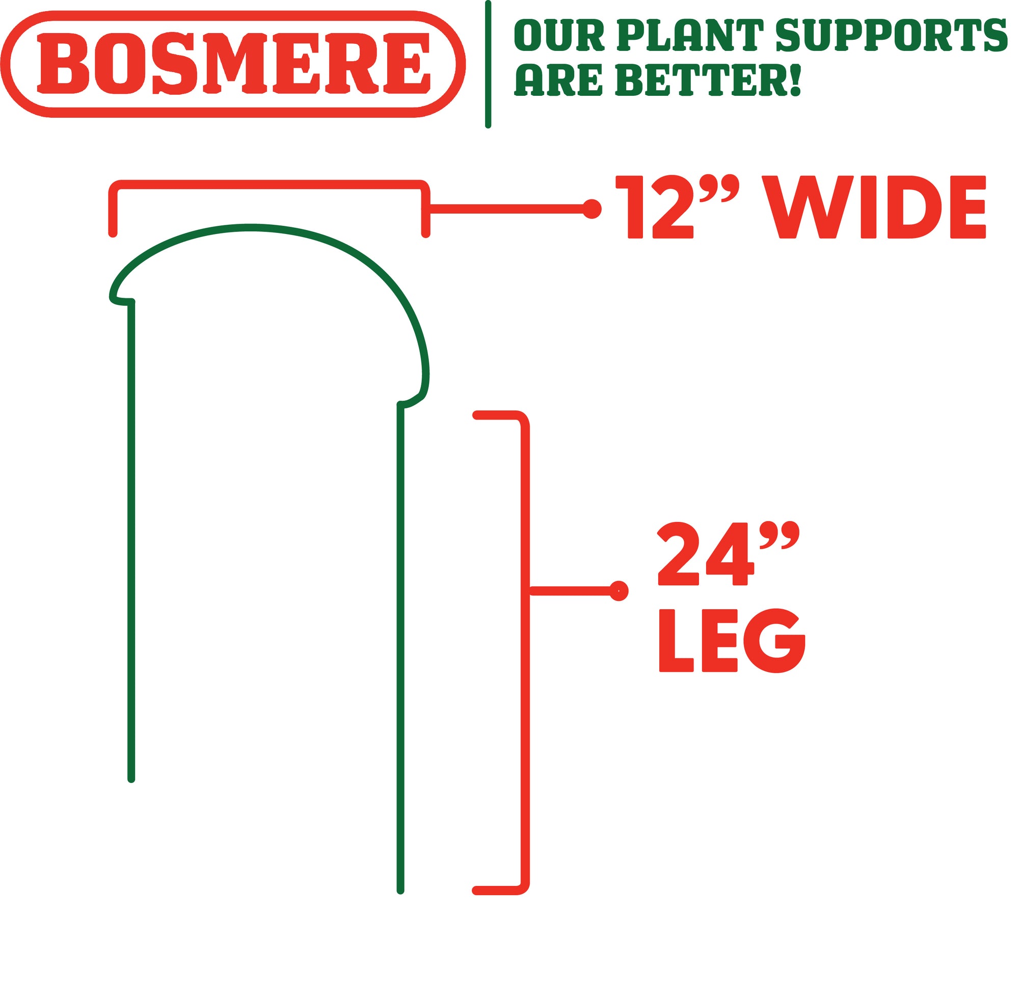 Bosmere 12" Wide Semi-Circular Border Support with 24" Legs