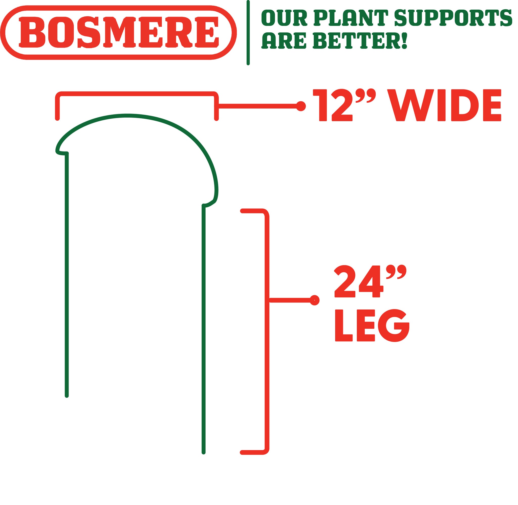 Bosmere 12" Wide Semi-Circular Border Support with 24" Legs