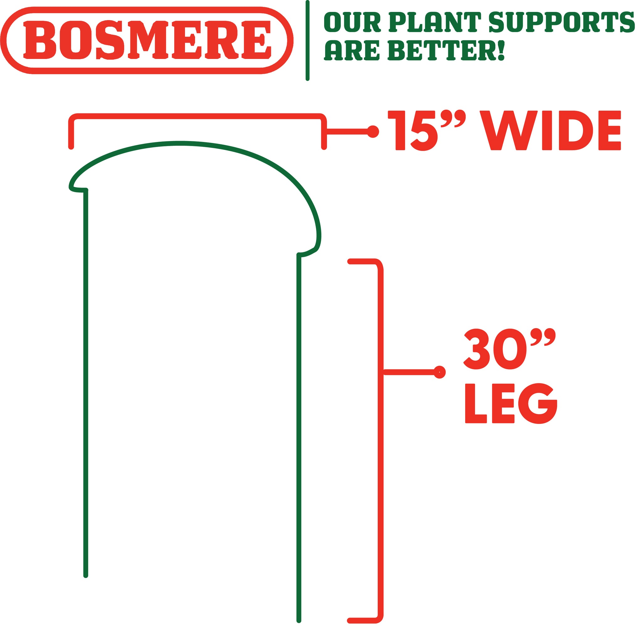 Bosmere 15" Wide Semi-Circular Border Support with 30" Legs