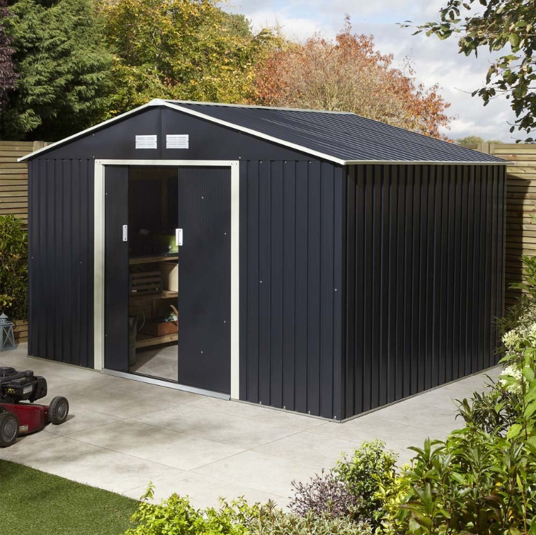 Rowlinson Trentvale 10x8 Metal Shed in Dark Gray