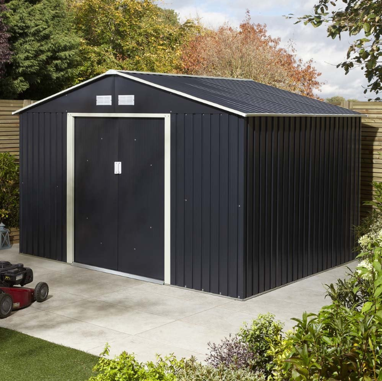 Rowlinson Trentvale 10x8 Metal Shed in Dark Gray