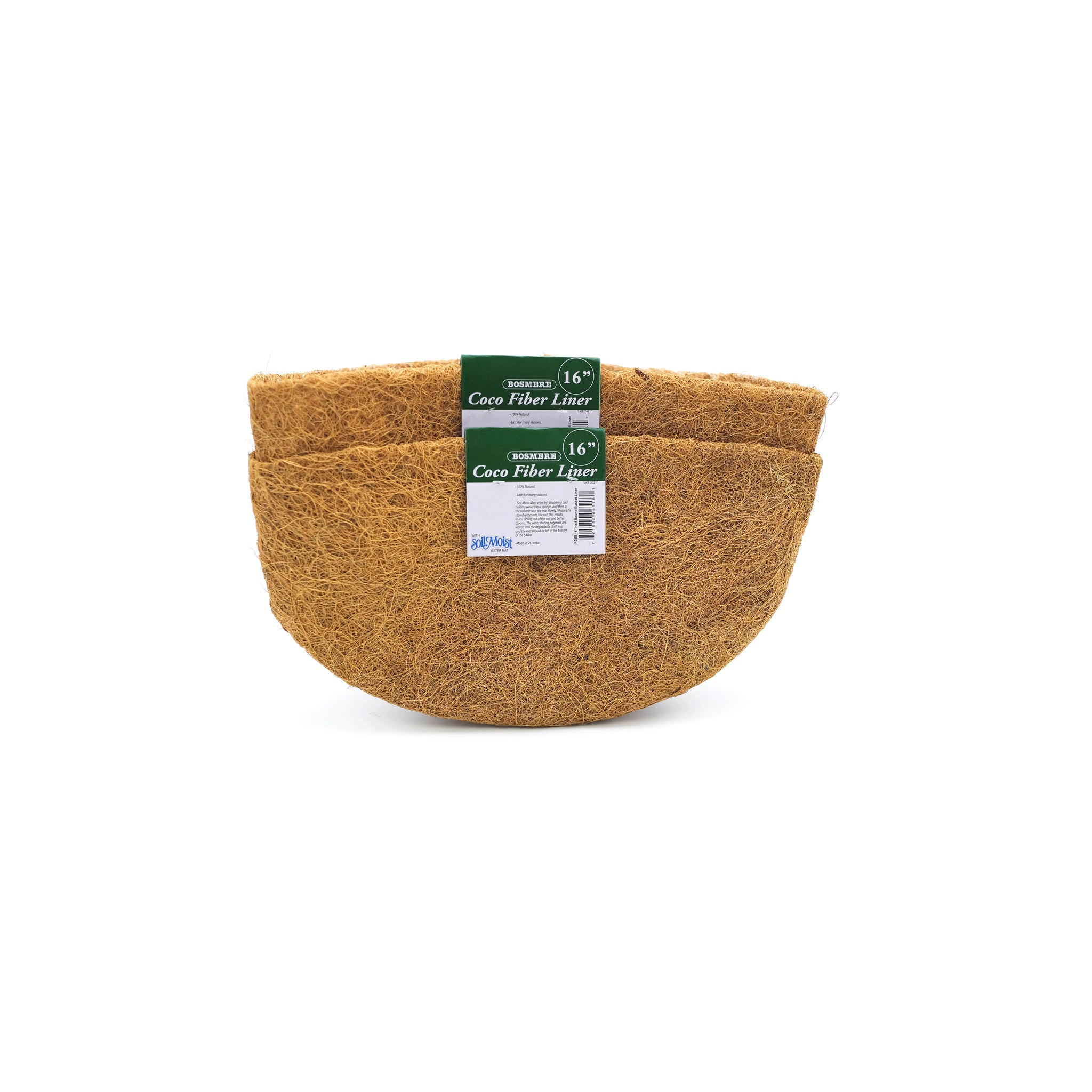 16" Half Round Pre-Formed Replacement Basket Liner with Soil Moist - Set of 2