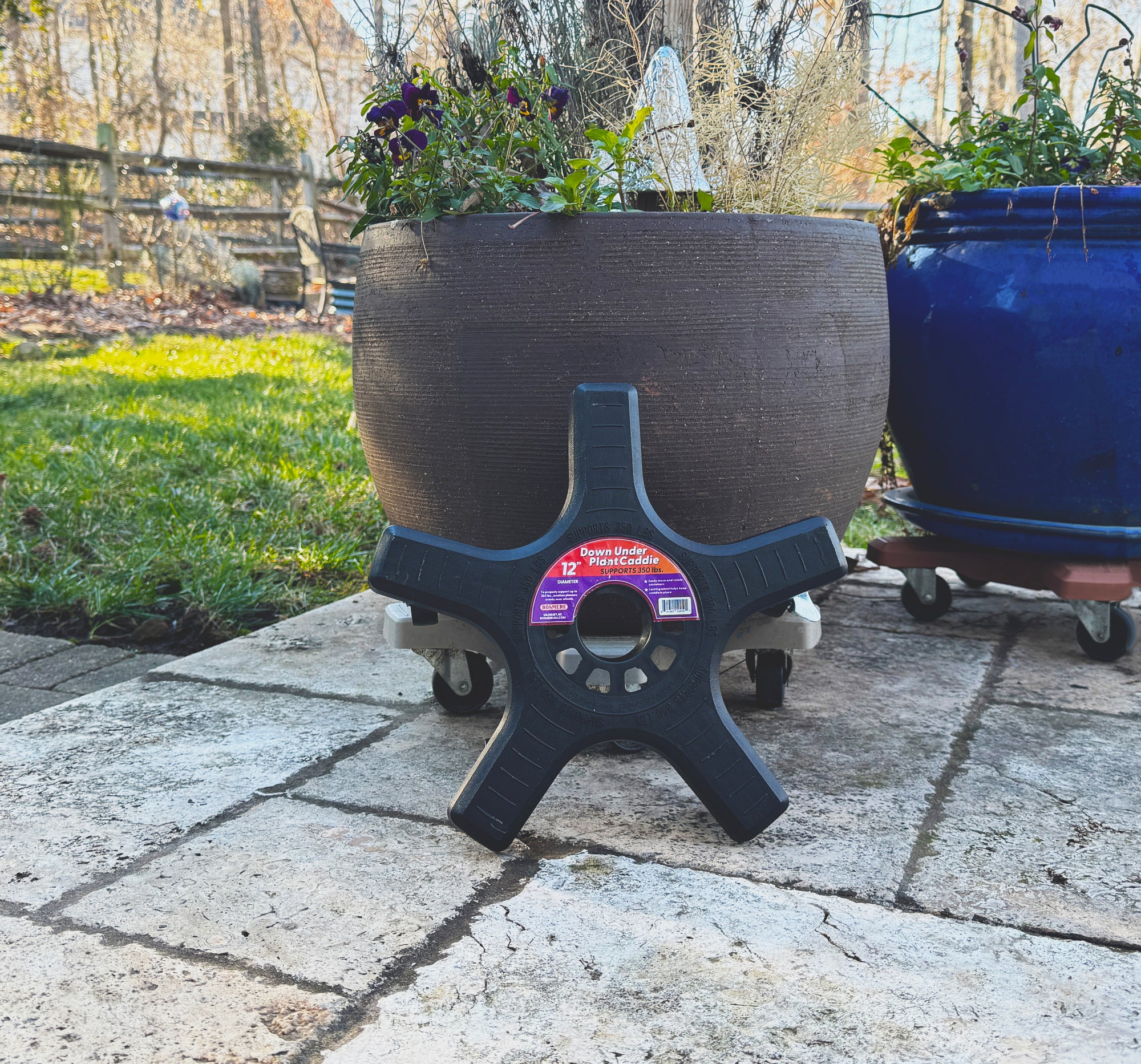 plant pot stand on wheels Down Under 12" Black Plant Caddie